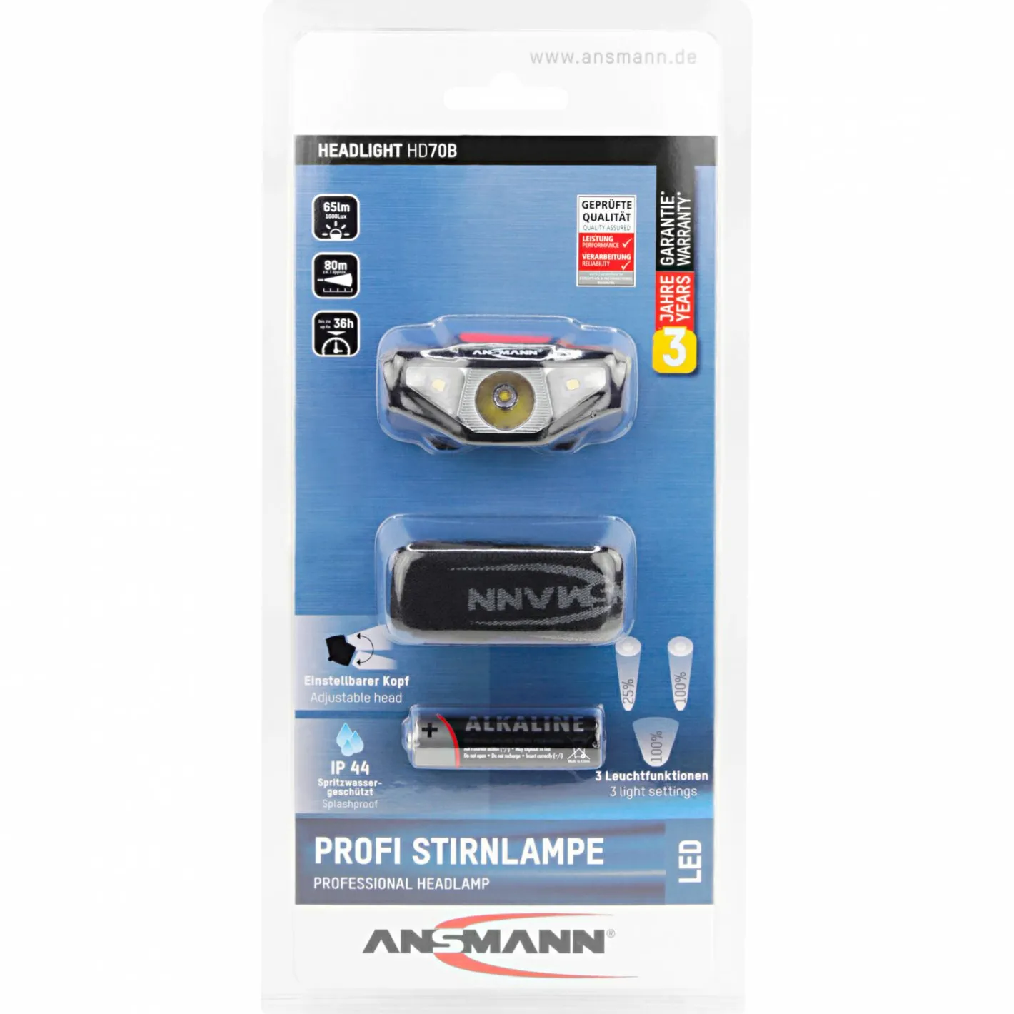 Best Ansmann Stirnlampe Headlight HD70B