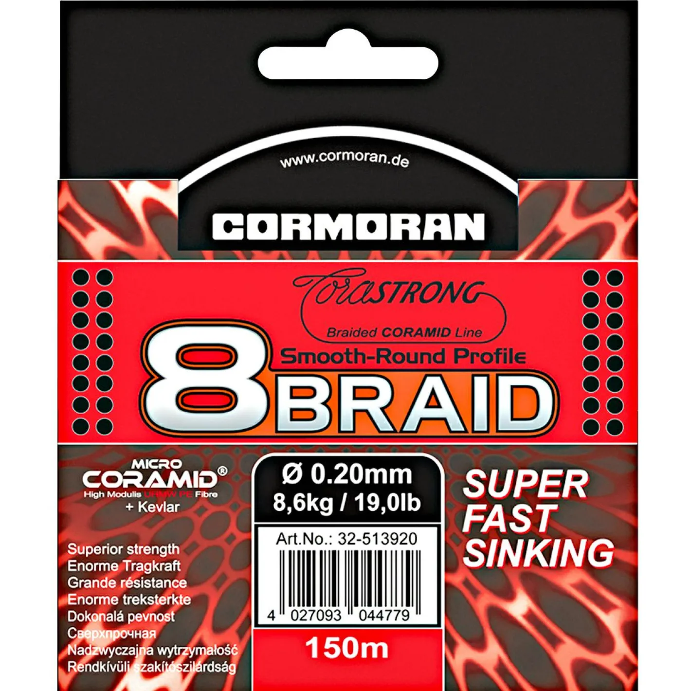 Cormoran Wallerschnüre|Wallerschnüre<Angelschnur Corastrong 8-Braid Super Fast Sinking (dunkelbraun)