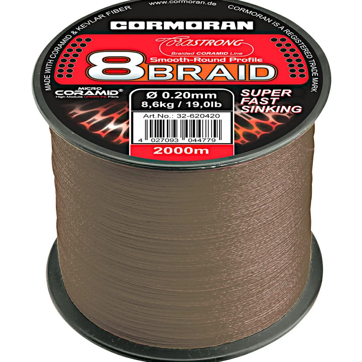 Cormoran Wallerschnüre|Wallerschnüre<Angelschnur Corastrong 8-Braid Super Fast Sinking (dunkelbraun)