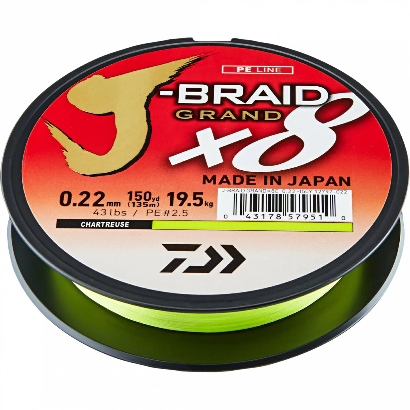 Daiwa Monofile Schnüre<Angelschnur J-Braid Grand X8 (chartreuse, 270 m)