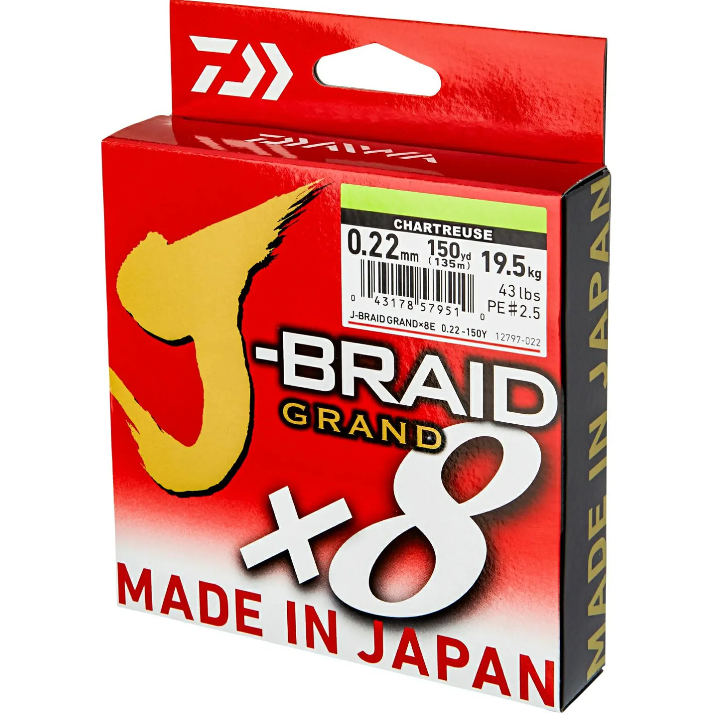 Daiwa Monofile Schnüre<Angelschnur J-Braid Grand X8 (chartreuse, 270 m)