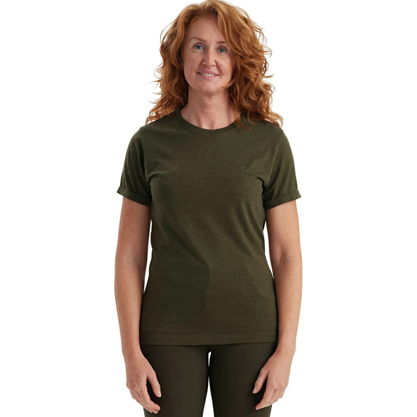 Outlet Deerhunter 2er-Pack Ladies Basis T-Shirts Damen (Adventure Green Melange)