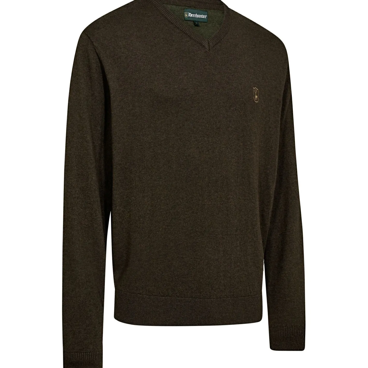 Deerhunter Angelpullover & -Strickjacken<Harrington Strickpullover mit V-Ausschnitt (Brown Melange)