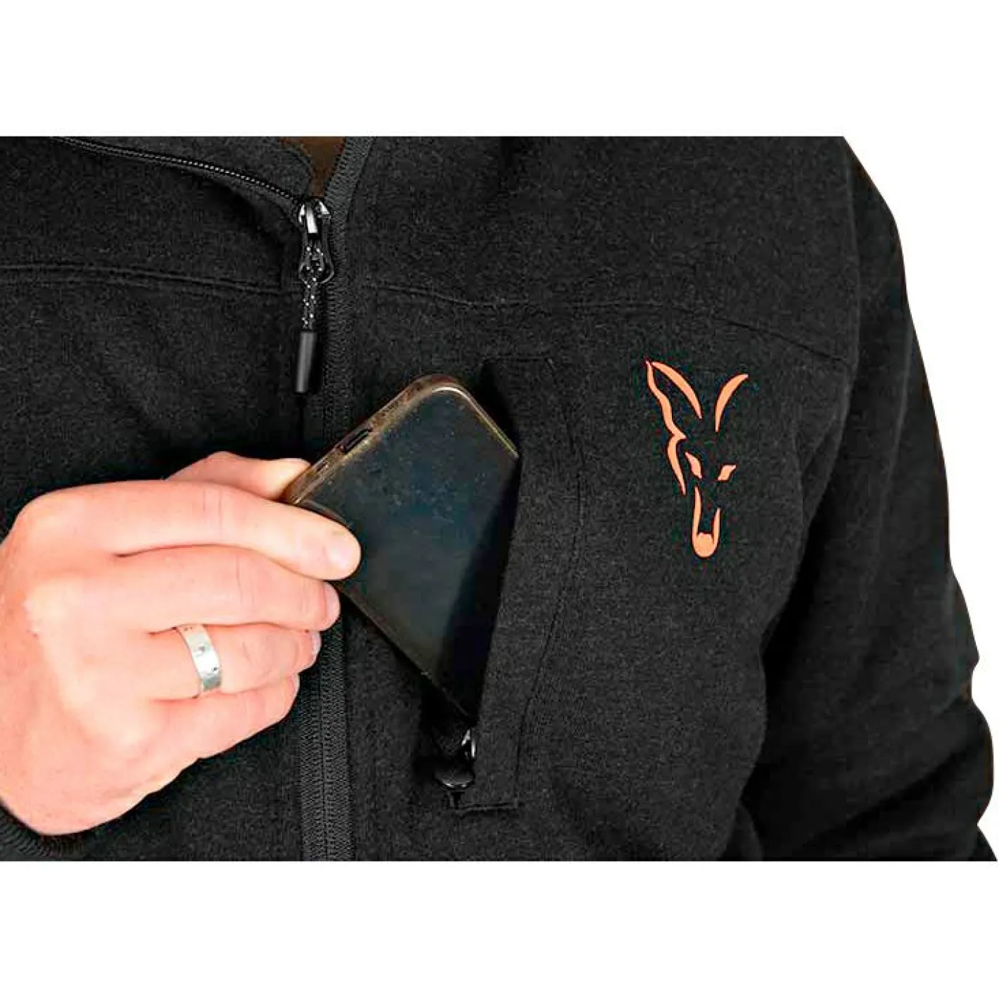 Fox Outdoor- & Angel-Jacken<Collection Sherpa Jacket Herren (Black/Orange)