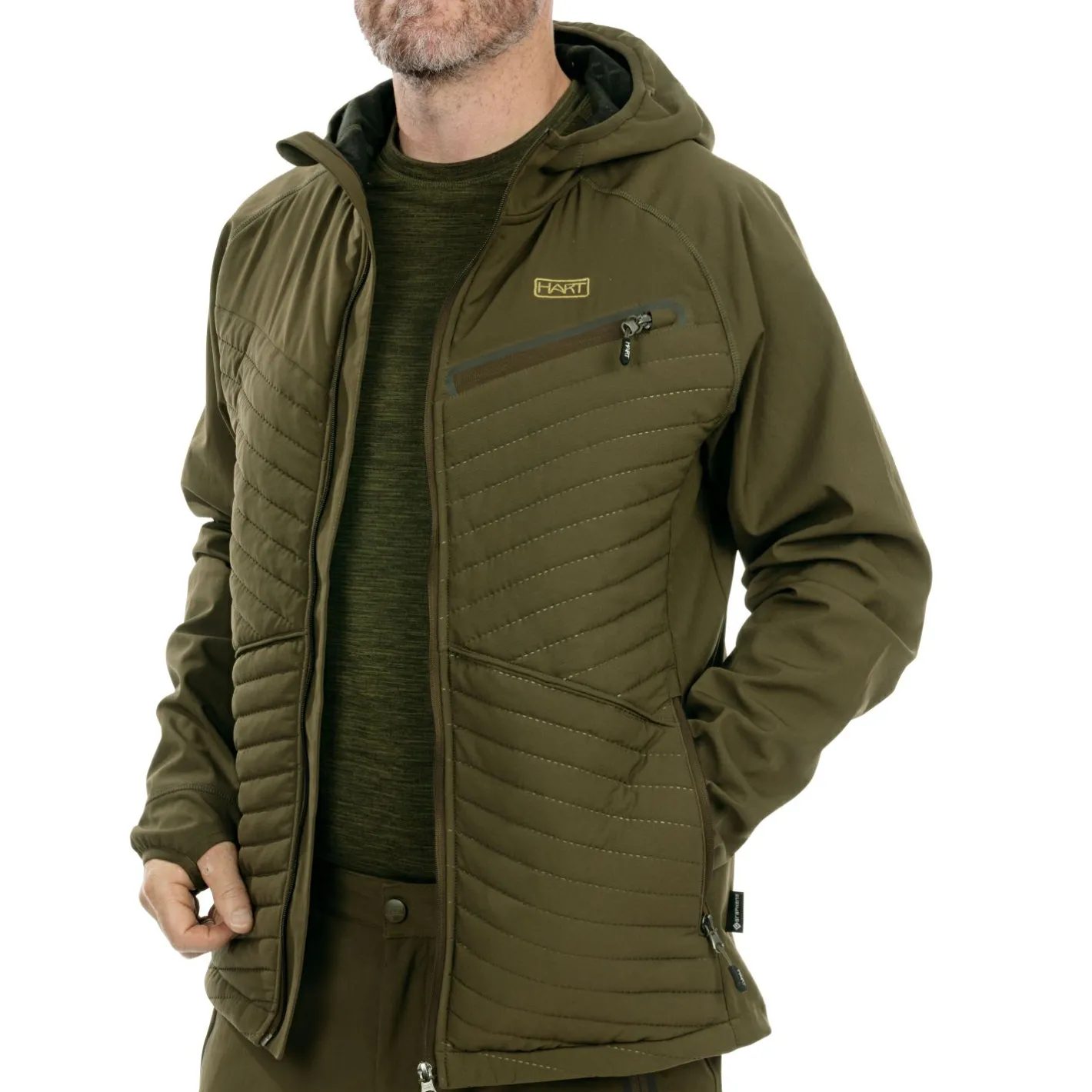 Outlet Hart Ibice Hoodie Hybridjacke Herren (Dunkeloliv)