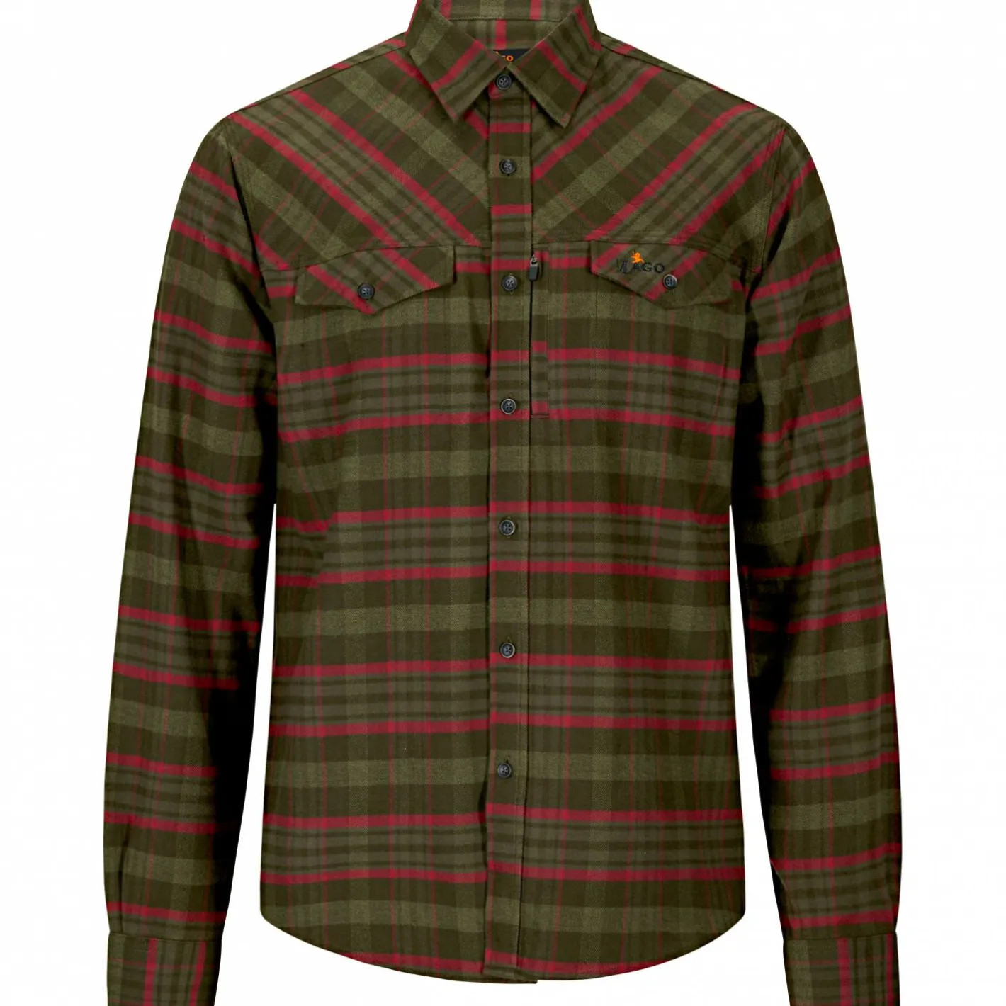 Online il Lago Prestige Flannel Hemd Bjarne Herren (Oliv/Rot)