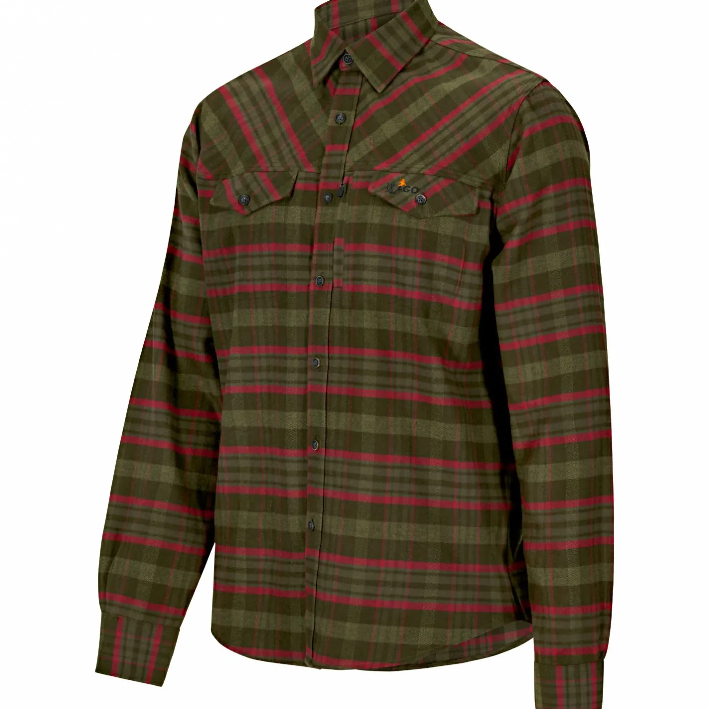 Online il Lago Prestige Flannel Hemd Bjarne Herren (Oliv/Rot)