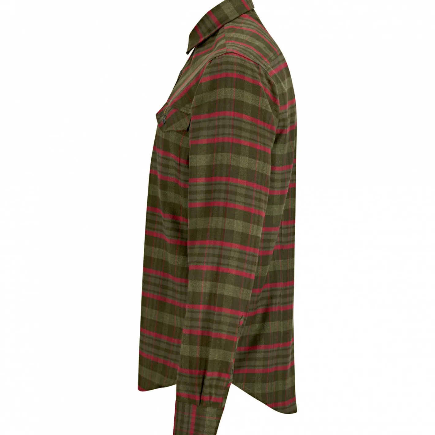 Online il Lago Prestige Flannel Hemd Bjarne Herren (Oliv/Rot)