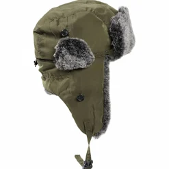 Clearance il Lago Prestige Kunstfell Mütze Unisex (Oliv/Grau)