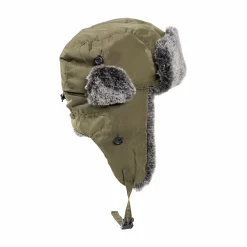 Clearance il Lago Prestige Kunstfell Mütze Unisex (Oliv/Grau)