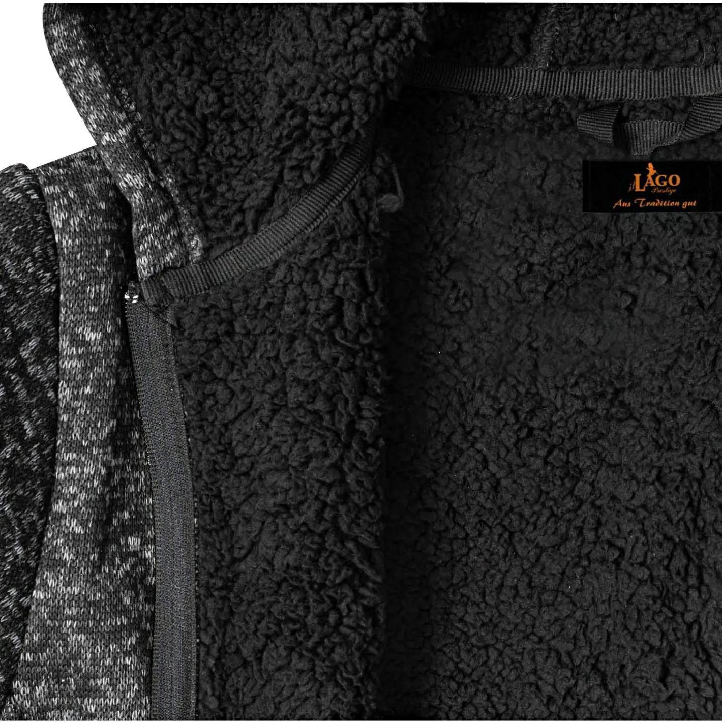 Discount il Lago Prestige Teddy Strickfleece-Jacke Spirit Herren (Schwarz Meliert)