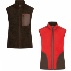 il Lago Prestige Outdoor- & Anglerwesten<Teddyfleece-Weste Herren (Braun/Rot)