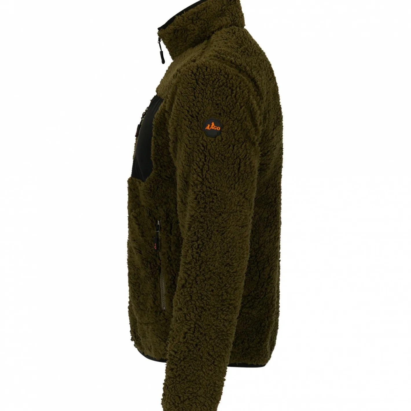 Online il Lago Prestige Teddyfleece-Jacke Halver Herren (Oliv/Schwarz)