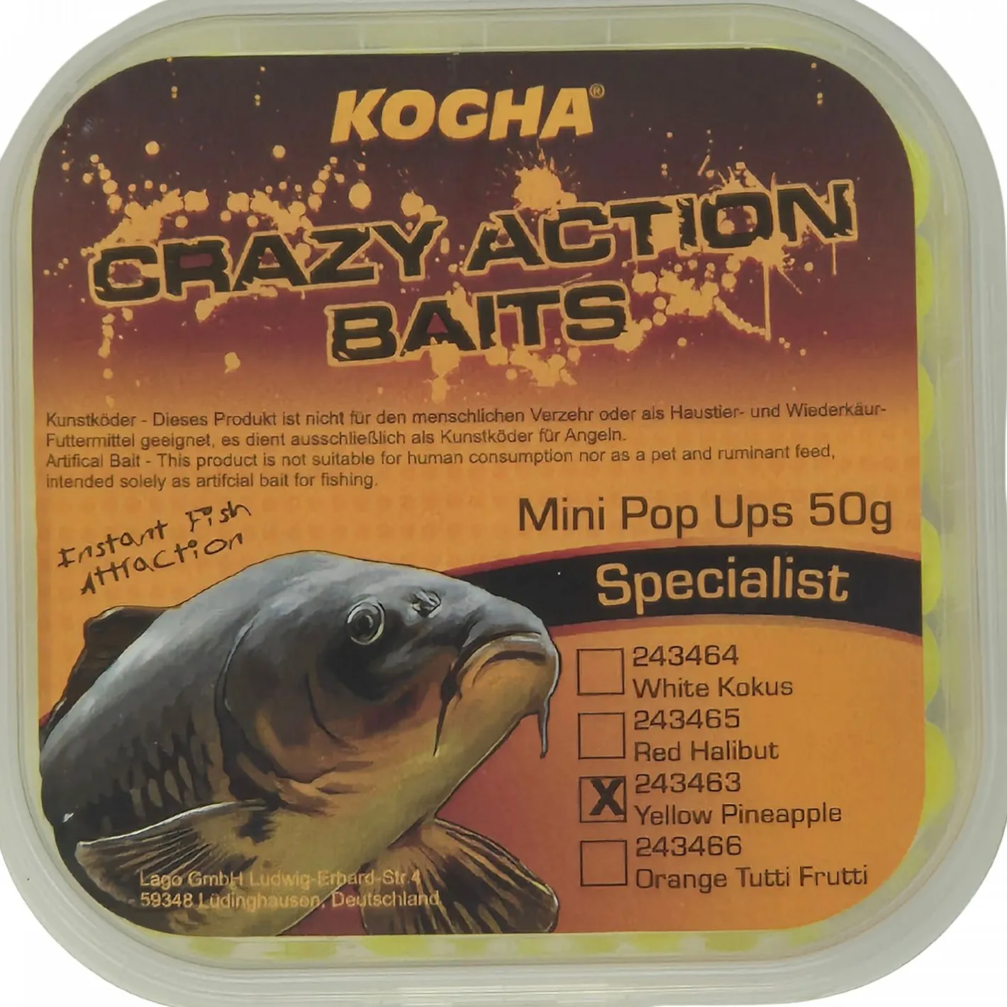 Kogha Karpfenfutter·Boilies & Popup Boilies|Karpfenfutter<Crazy Action Baits Mini Pop Ups (Ananas)