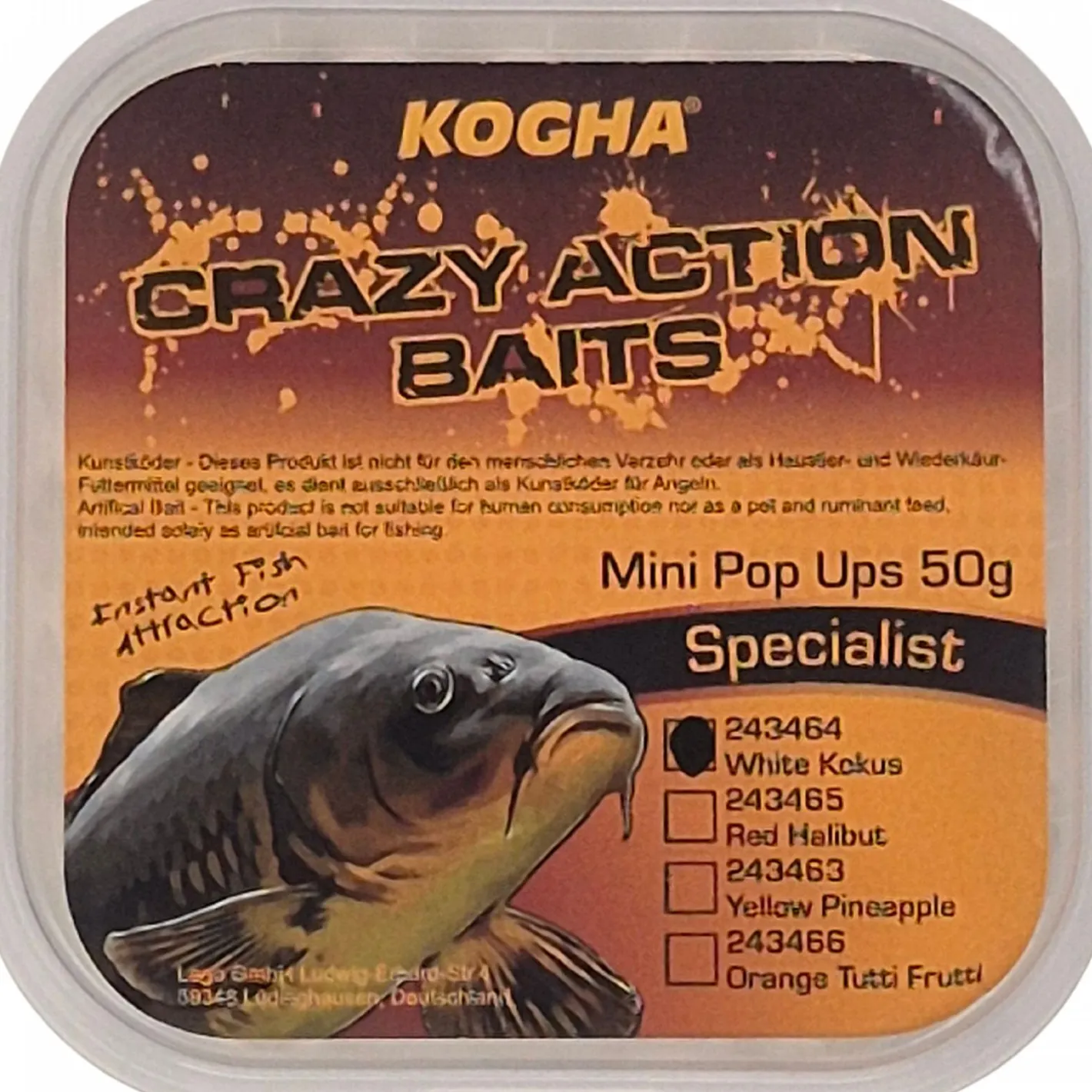 Kogha Karpfenfutter·Boilies & Popup Boilies|Karpfenfutter<Crazy Action Baits Mini Pop Ups (Kokos)