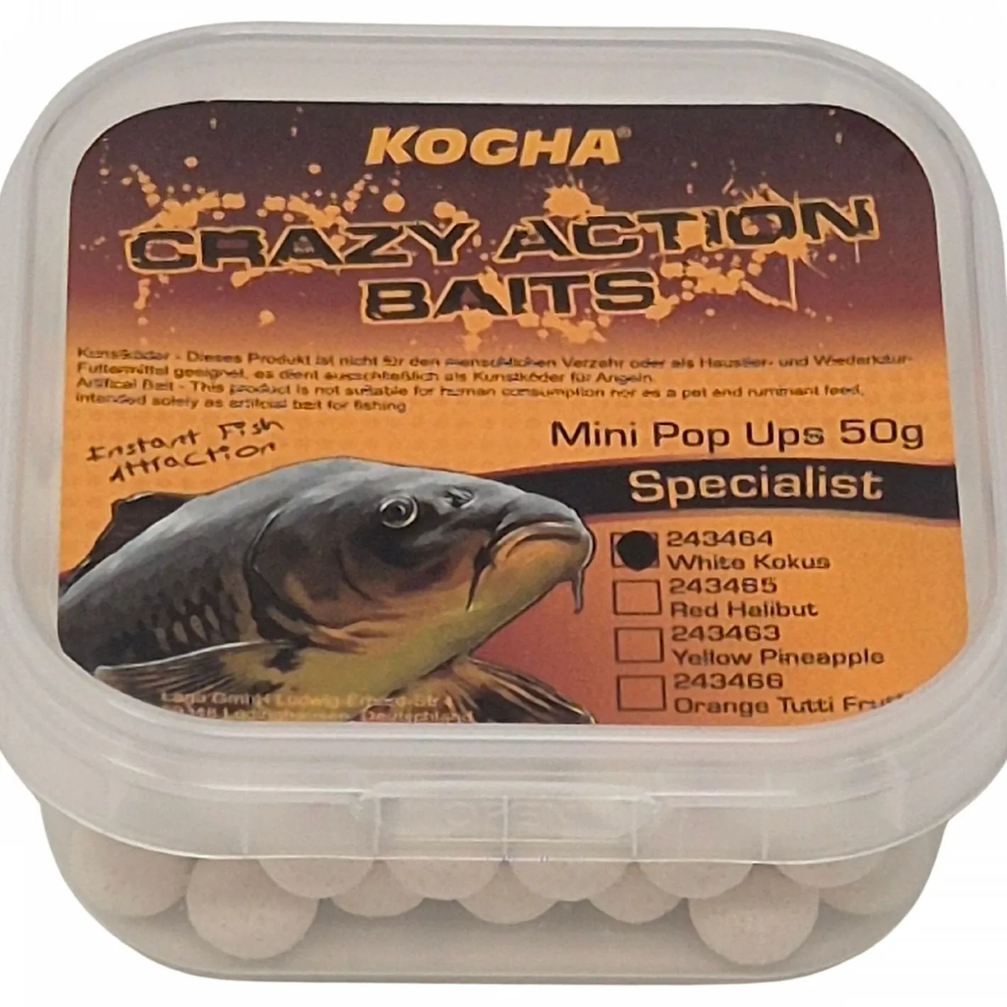 Kogha Karpfenfutter·Boilies & Popup Boilies|Karpfenfutter<Crazy Action Baits Mini Pop Ups (Kokos)