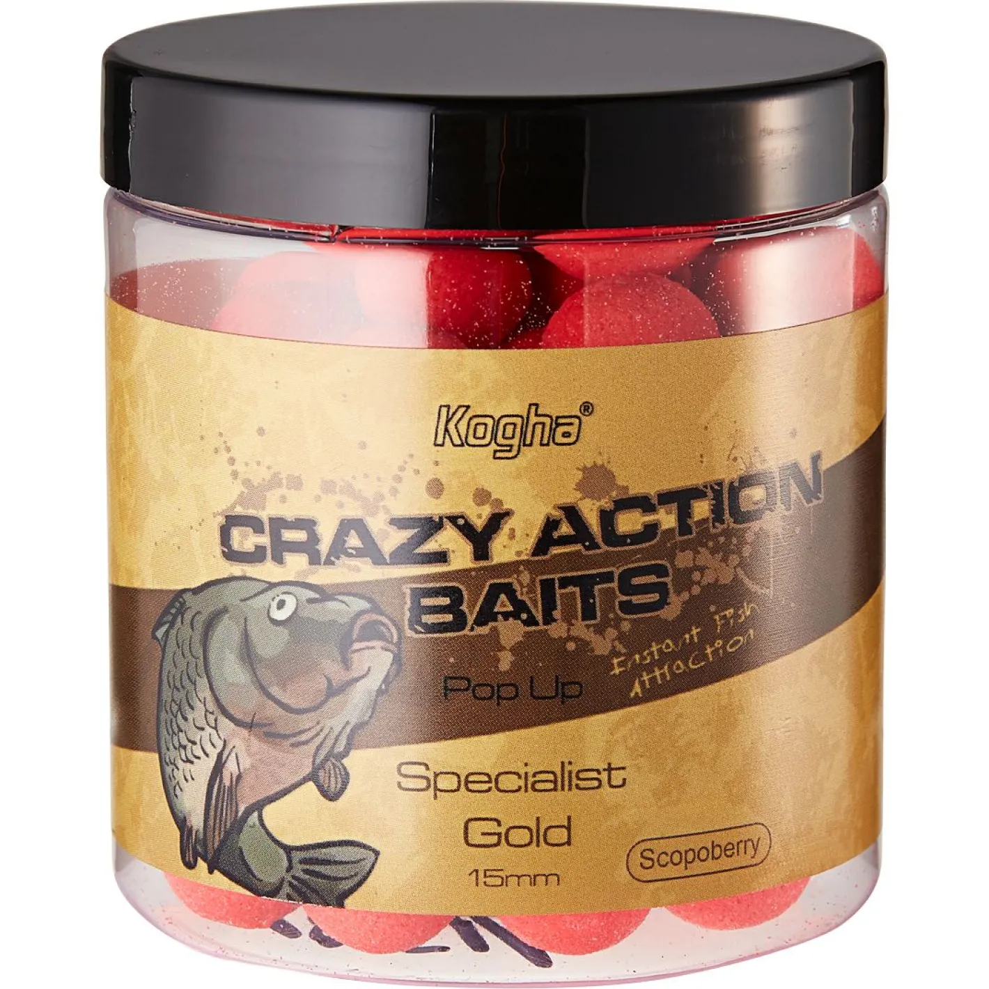 Kogha Karpfenfutter·Boilies & Popup Boilies|Karpfenfutter<Pop Up Boilies Crazy Action Baits Specialist Gold (Scoberry)