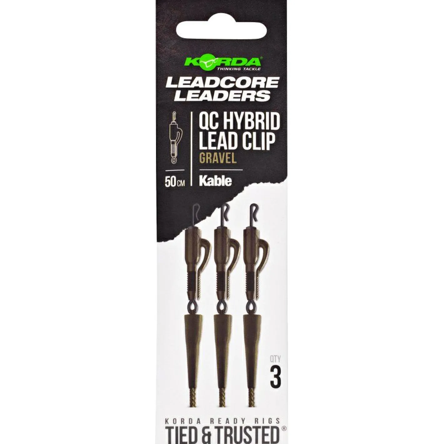 Discount Korda Kable Leadcore Leader QC Swivel (50 cm, Gravel)