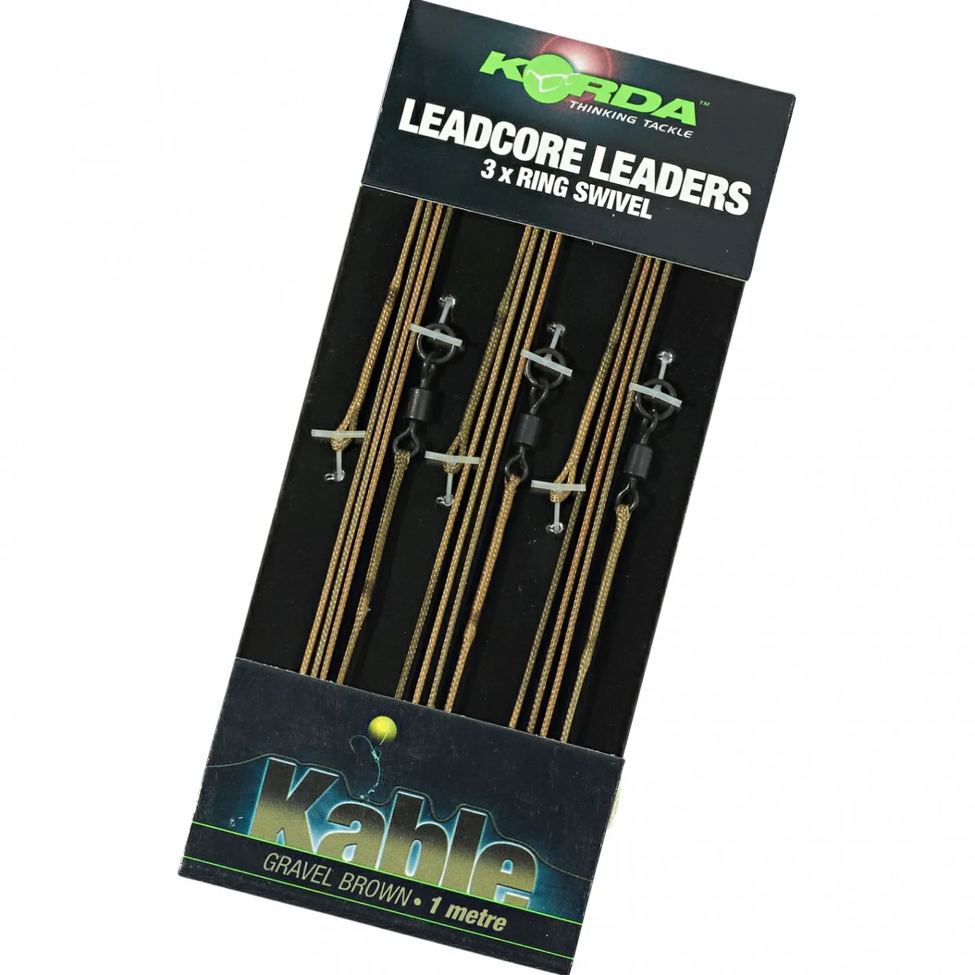 Korda Angelvorfächer & Beifänger|Karpfenangeln-Zubehör<Ring Swivel Leadcore Leader (kiesbraun)