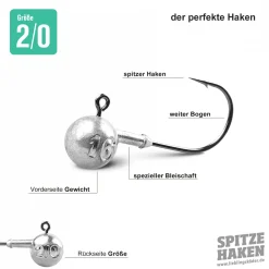 Lieblingsku00f6der Jigköpfe & Köder-Rasseln|Raubfischangeln Kunstköder<Lieblingsköder Angelhaken Spitze (2/0)
