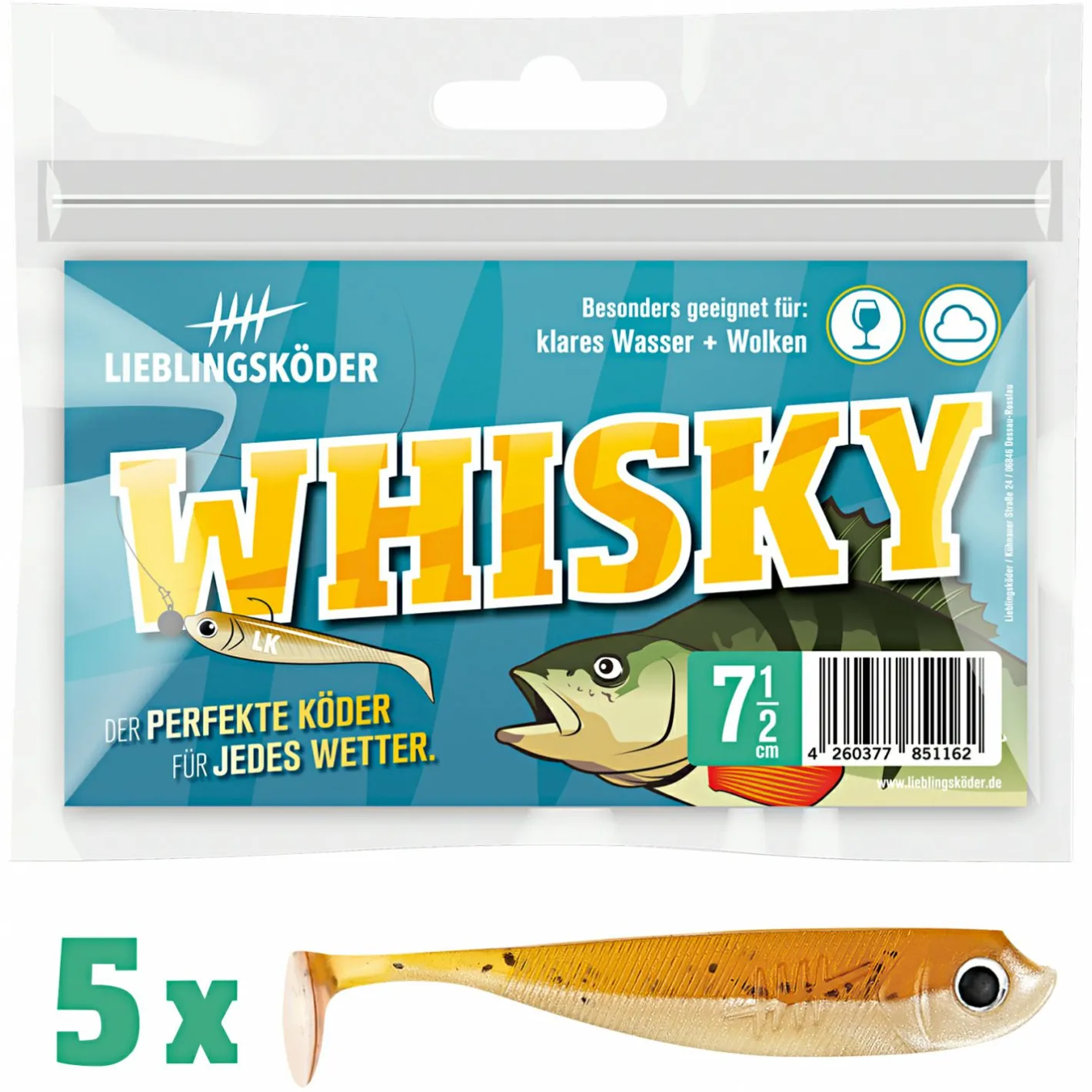 Sale Lieblingsku00f6der Lieblingsköder Gummifisch Barschköder (7,5 cm, Whisky)