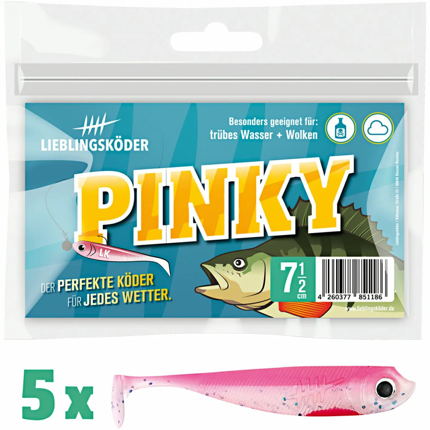 Discount Lieblingsku00f6der Lieblingsköder Gummifisch Barschköder (7,5 cm, Pinky)