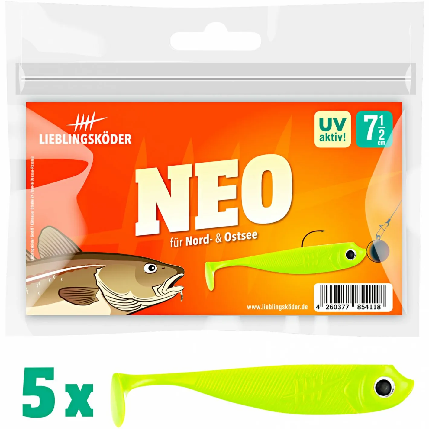 Hot Lieblingsku00f6der Lieblingsköder Gummifisch Barschköder (7,5 cm, Neo)