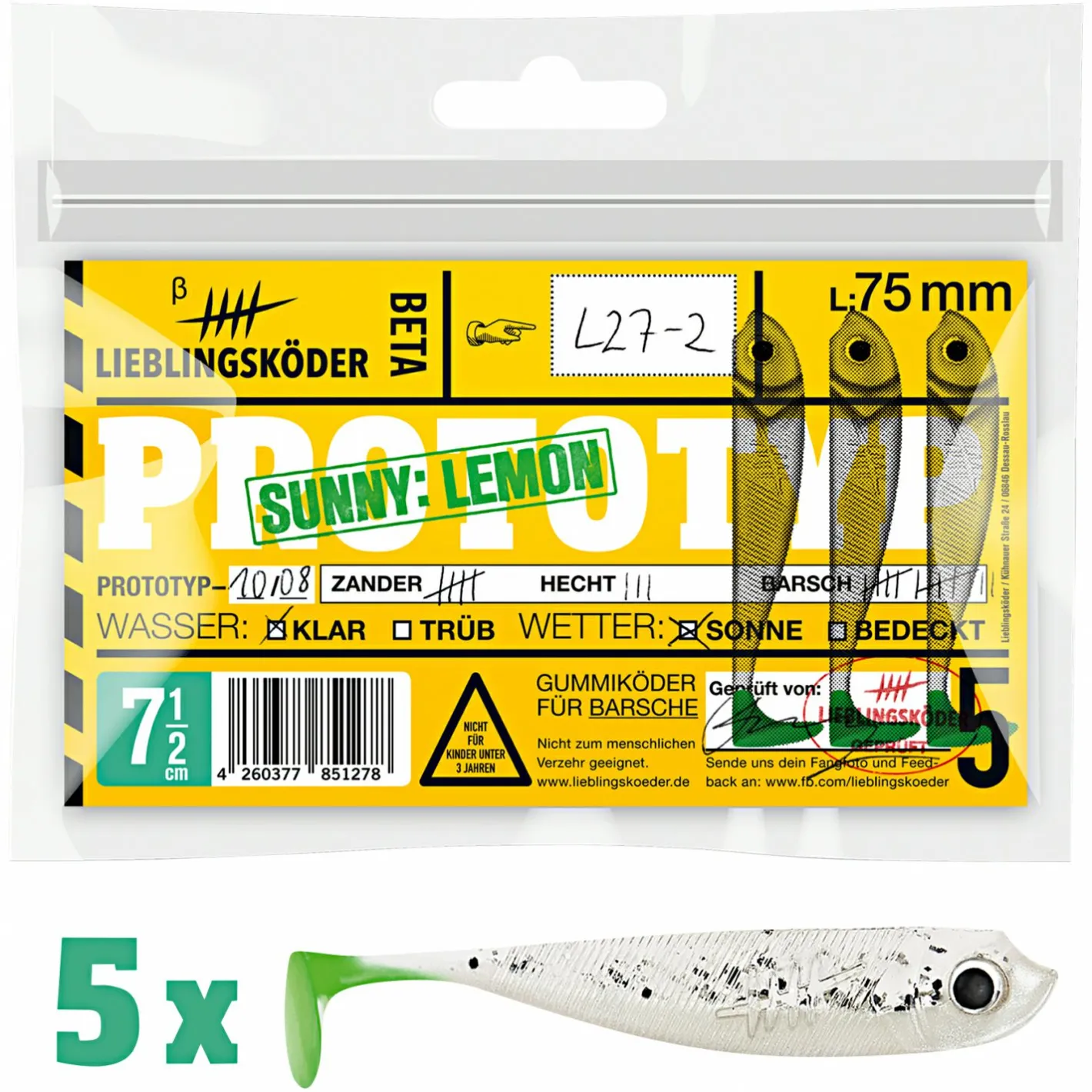 Online Lieblingsku00f6der Lieblingsköder Gummifisch Barschköder (7,5 cm, Sunny Lemon)
