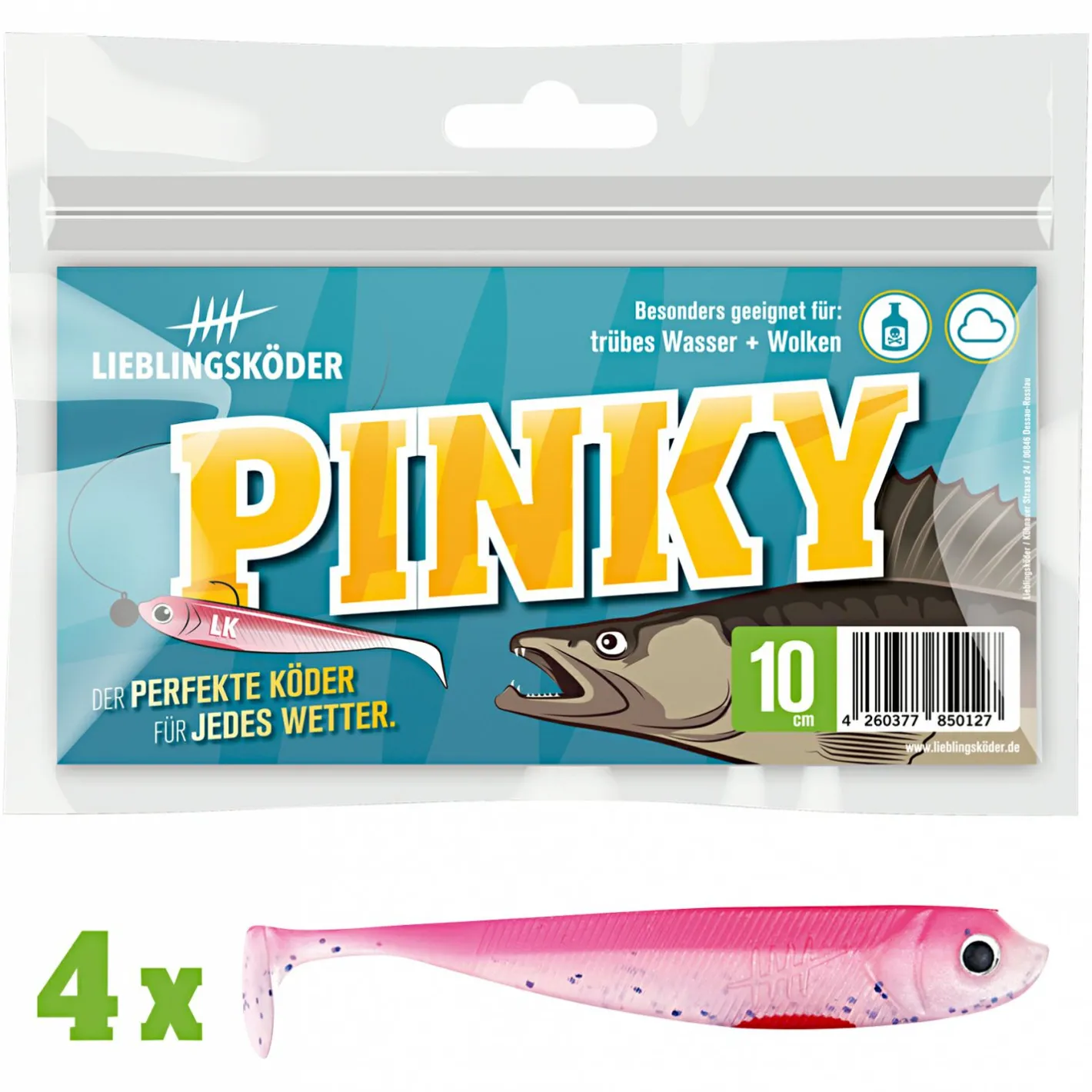 Hot Lieblingsku00f6der Lieblingsköder Gummifisch Zanderköder (10 cm, Pinky)