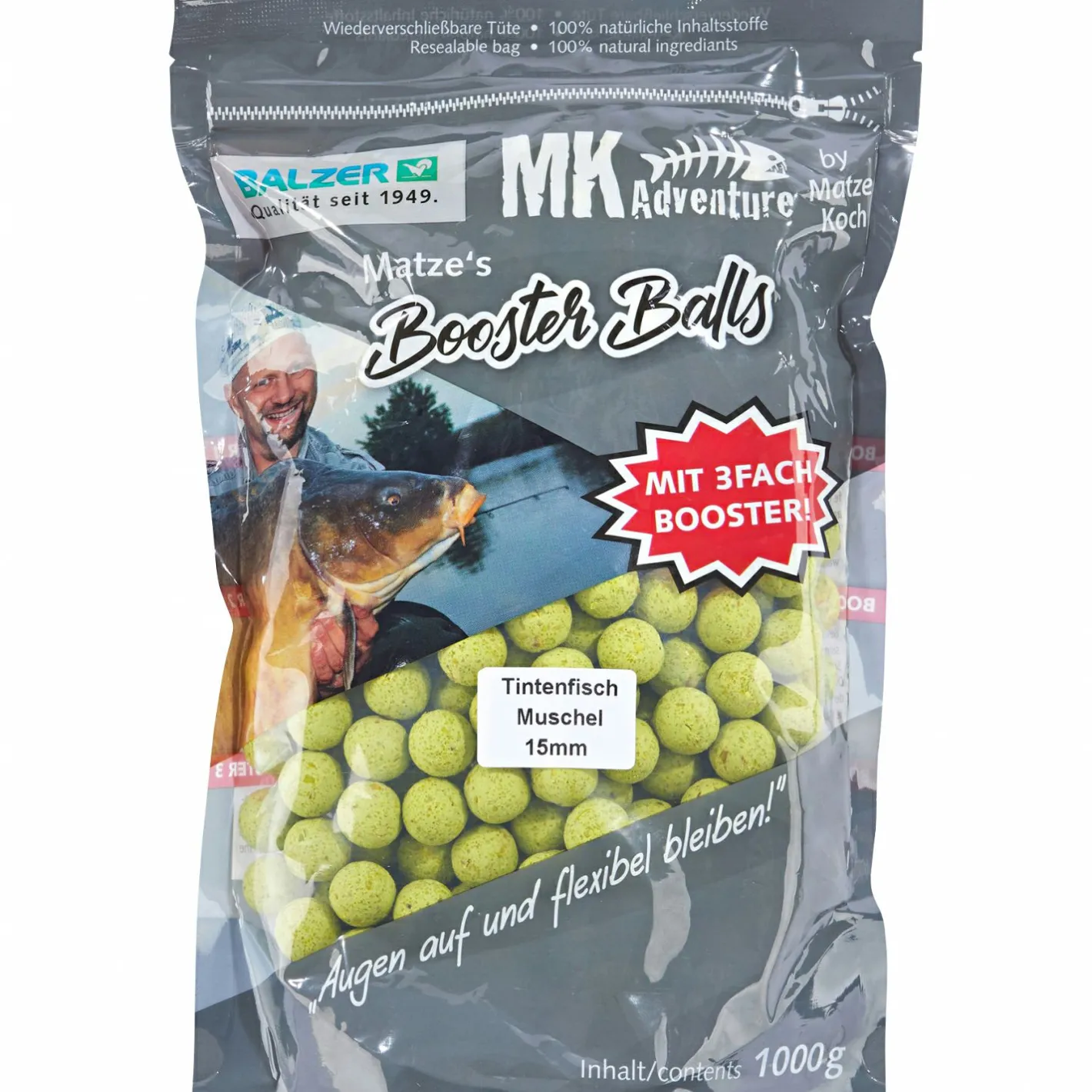 Matze Koch Karpfenfutter·Boilies & Popup Boilies|Karpfenfutter<Boilies MK Adventure Booster Balls (Tintenfisch/Muschel)