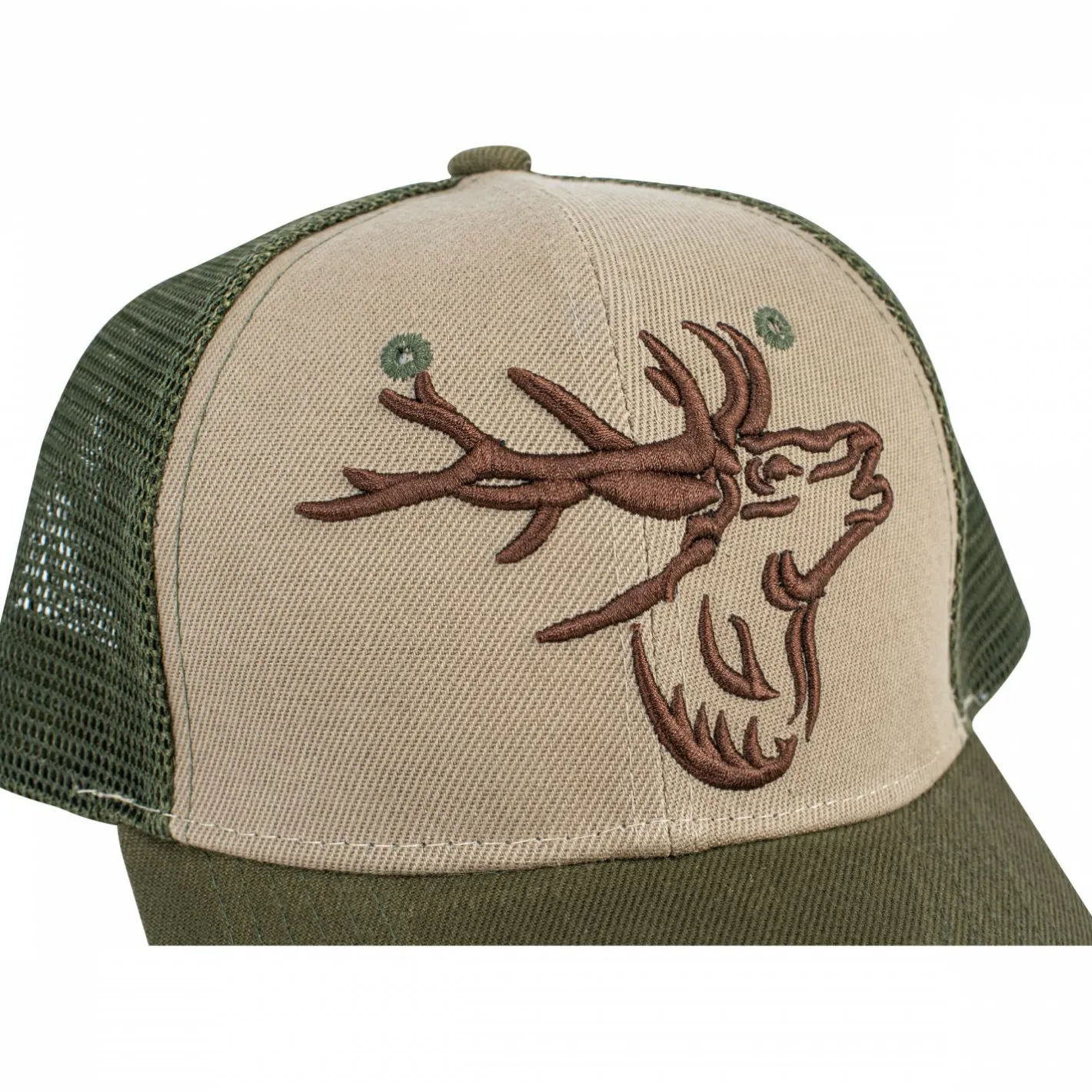 Outdoor- & Angel-Kappen<Mesh Cap "Hirsch" Unisex (Beige/Oliv)
