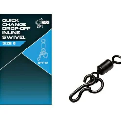 Nash Karpfenangeln-Zubehör<Quick Change Drop Off In Line Swivel Size 8