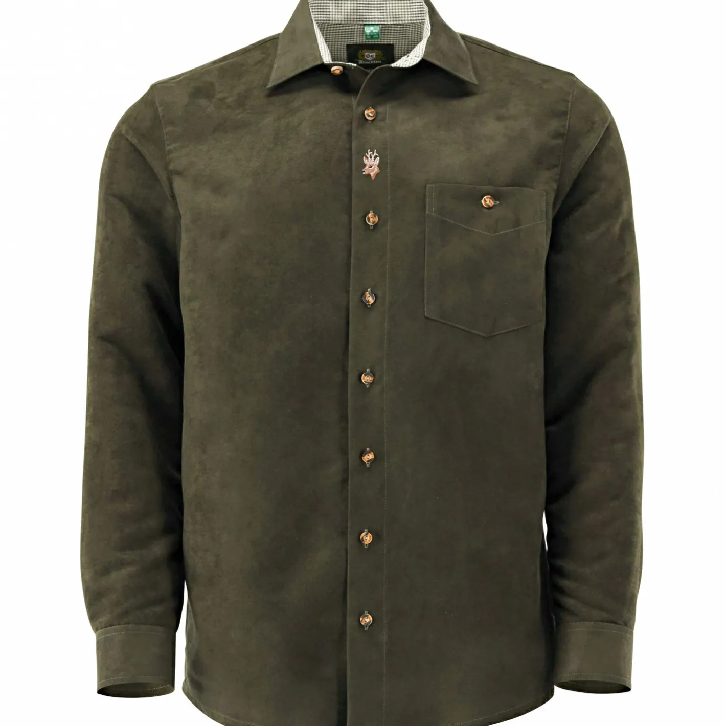 Best OS Trachten Hemd 1/1 Arm Regular Fit Herren (Trachtengrün)