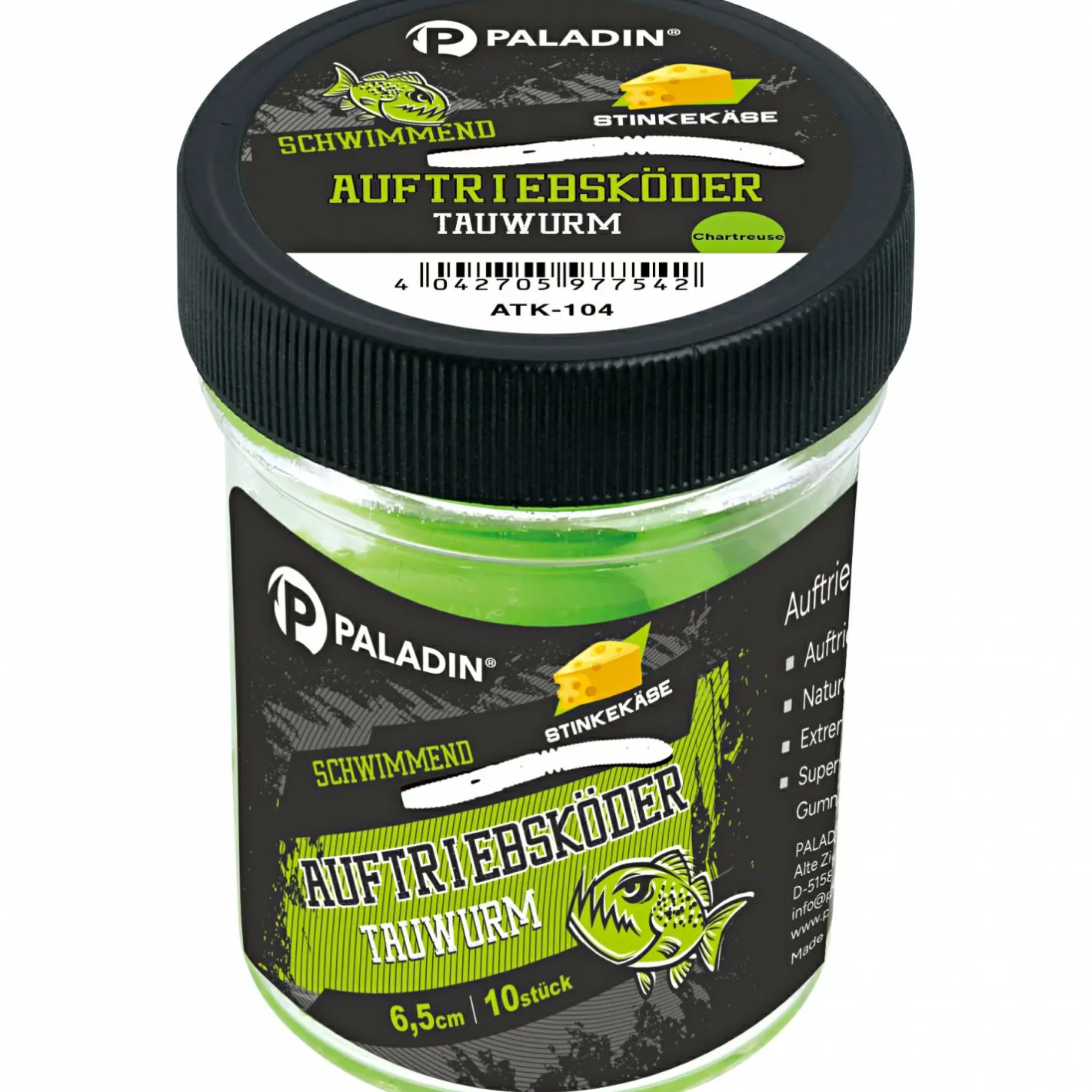 Paladin Gummiköder ·Gummimaden & Gummiwürmer|Raubfischangeln Kunstköder<Auftriebsköder Tauwurm (schwarz)