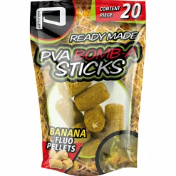 Pelzer Karpfenfutter·Partikelköder & Angel-Pellets|Karpfenfutter<Pellets PVA Bomb-A Sticks (Banana Fluo)