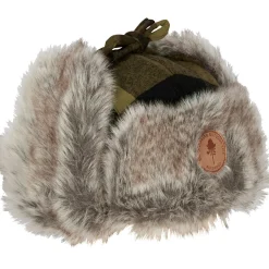 Hot Pinewood Classic Checked Fur Hat Unisex (Green/Black)