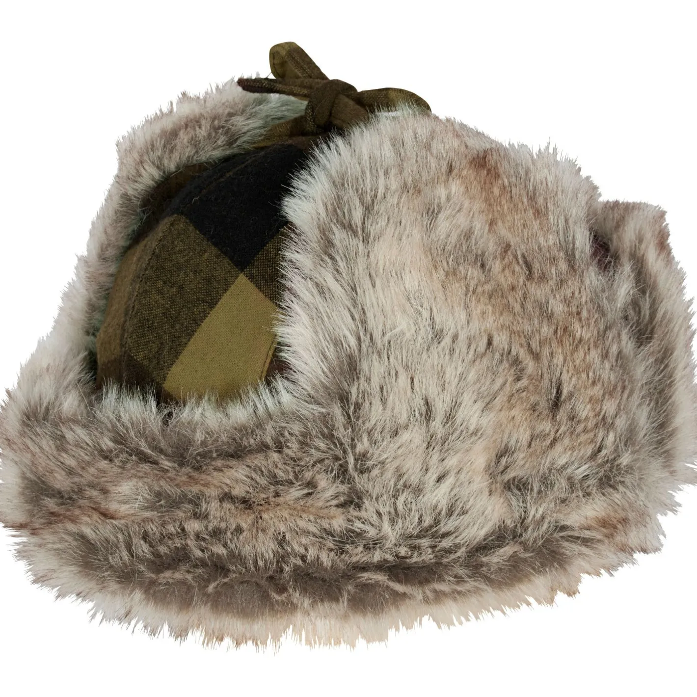 Hot Pinewood Classic Checked Fur Hat Unisex (Green/Black)