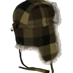 Hot Pinewood Classic Checked Fur Hat Unisex (Green/Black)