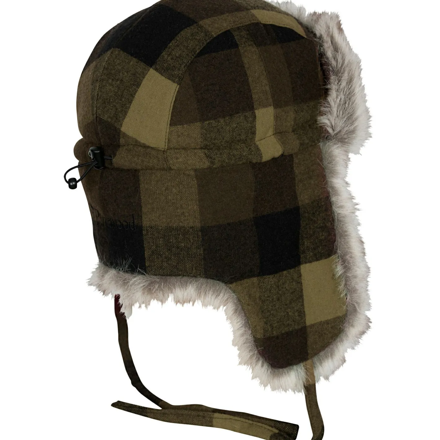 Hot Pinewood Classic Checked Fur Hat Unisex (Green/Black)