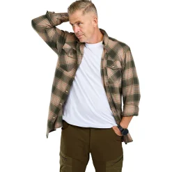 New Pinewood Finnveden Forest Flannel Shirt Herren (Olive/D.Green)