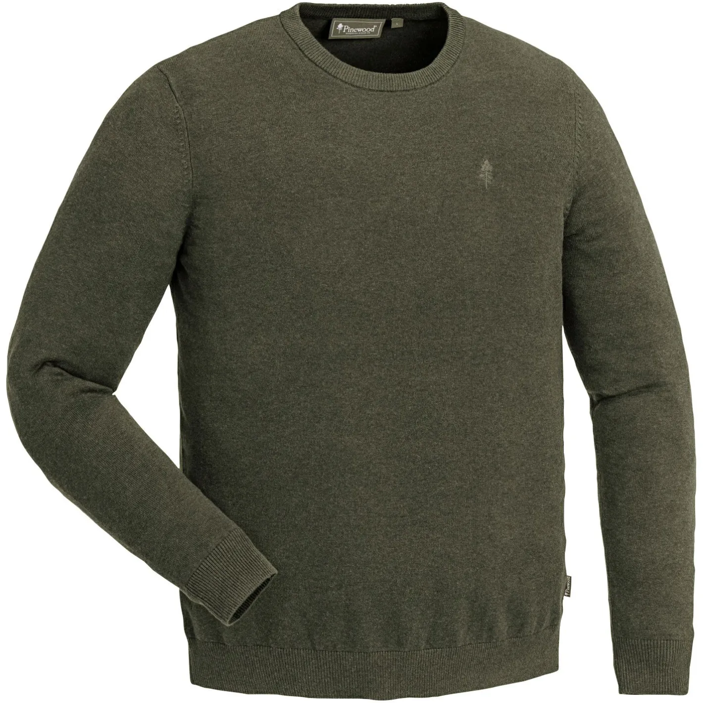 Outlet Pinewood Värnamo Crewneck Knitted Sweater Herren (Green Melange)