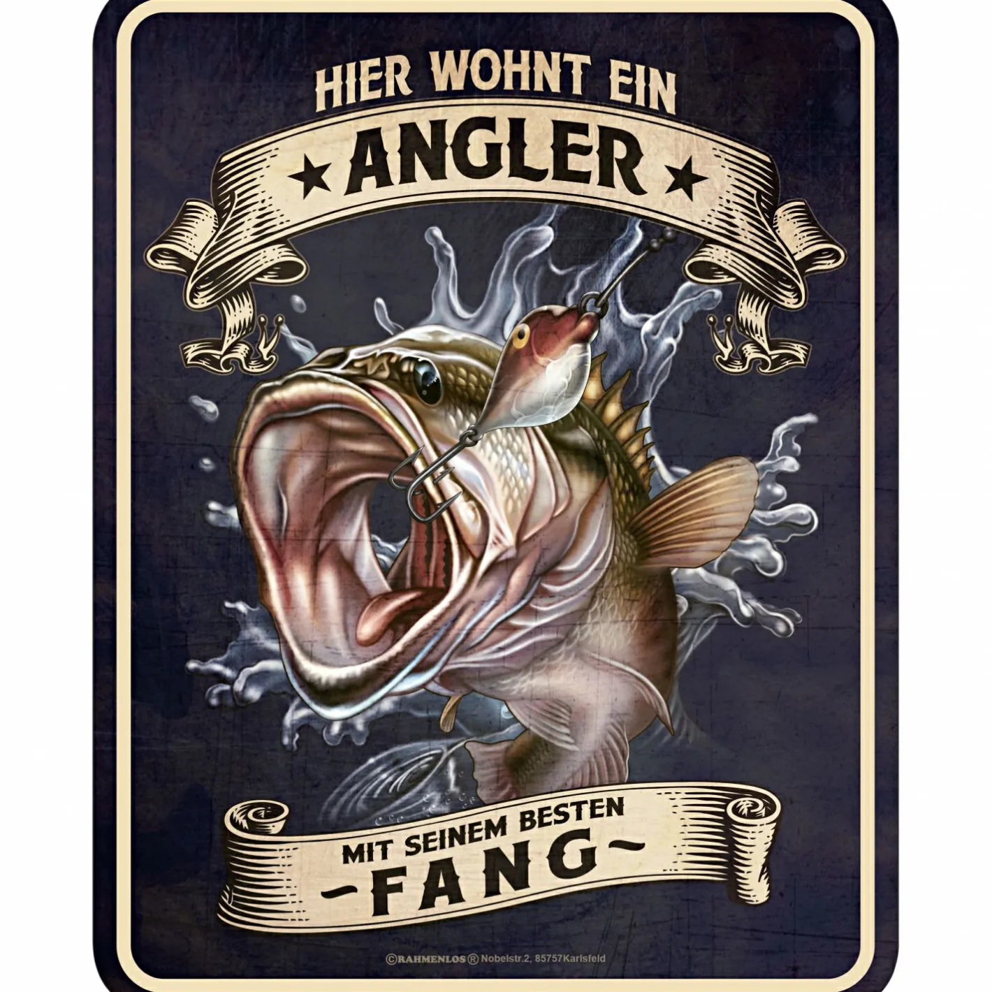 Discount Rahmenlos Blechschild (Hier wohnt ein Angler)