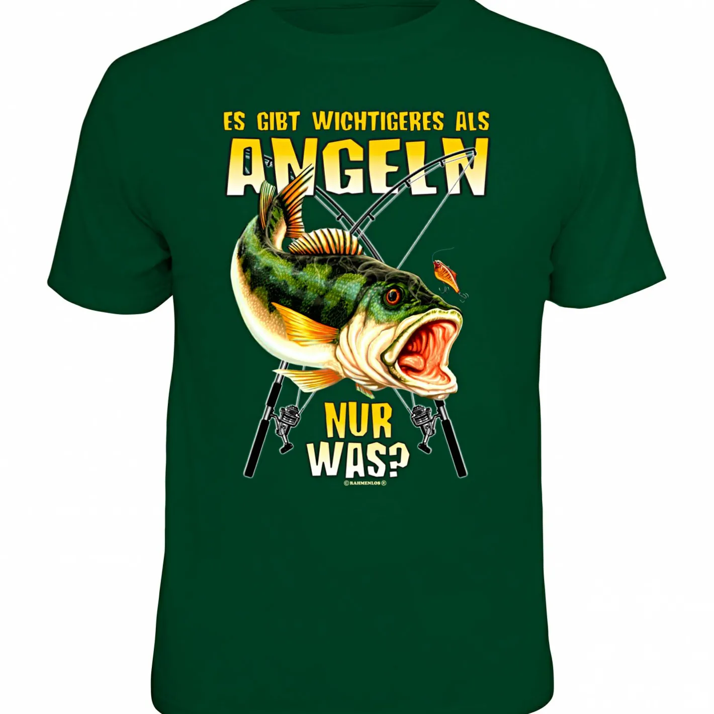 Rahmenlos Angelshirts & Angel-Oberteile<"Es gibt Wichtigeres als Angeln, nur was?" T-Shirt Herren (Grün)