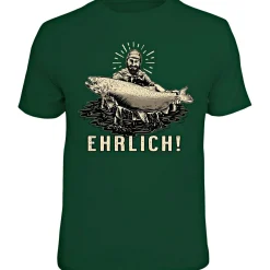 Rahmenlos Angelshirts & Angel-Oberteile<"Guter Fang - Ehrlich" T-Shirt Unisex (Grün)