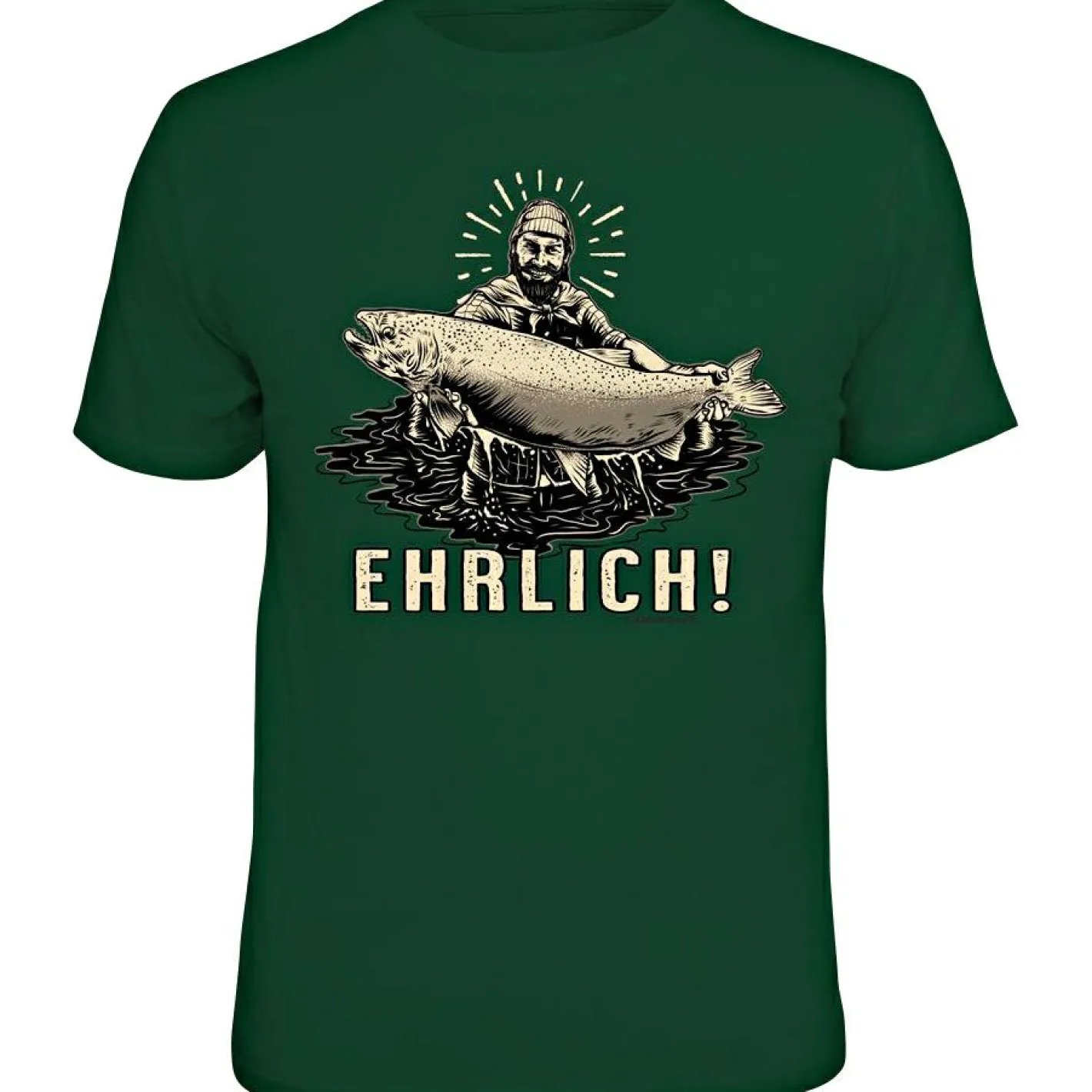 Rahmenlos Angelshirts & Angel-Oberteile<"Guter Fang - Ehrlich" T-Shirt Unisex (Grün)