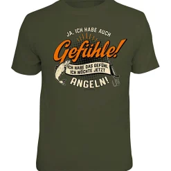 Rahmenlos Angelshirts & Angel-Oberteile<"Ich habe das Gefühl, ich möchte jetzt angeln" T-Shirt Unisex (Grün)