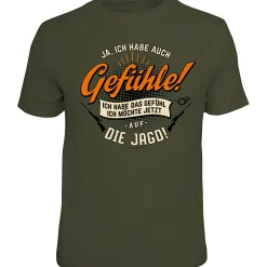 Rahmenlos Angelshirts & Angel-Oberteile<"Ja, ich habe auch Gefühle" T-Shirt Unisex (Oliv)