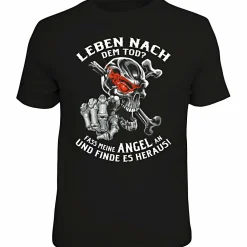 Rahmenlos Angelshirts & Angel-Oberteile<"Leben nach dem Tod?" T-Shirt Herren (Schwarz)