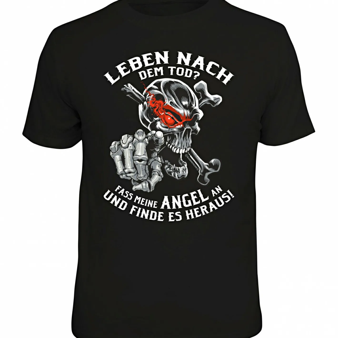 Rahmenlos Angelshirts & Angel-Oberteile<"Leben nach dem Tod?" T-Shirt Herren (Schwarz)