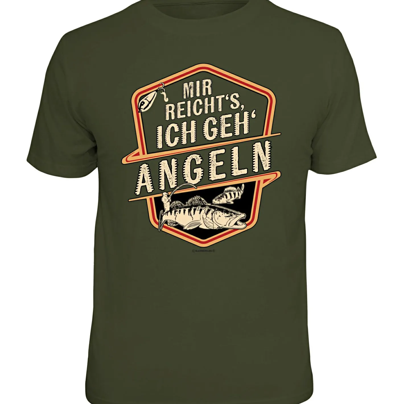 Online Rahmenlos "Mir reichts - ich geh angeln" T-Shirt Herren (Oliv)